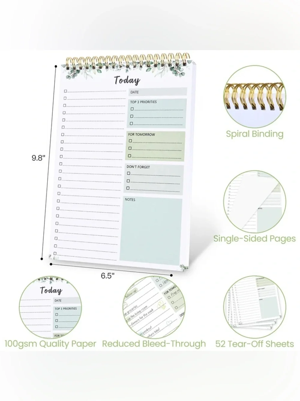 Undated Daily To Do List Notepad, Time Management Goal Planner Notebook